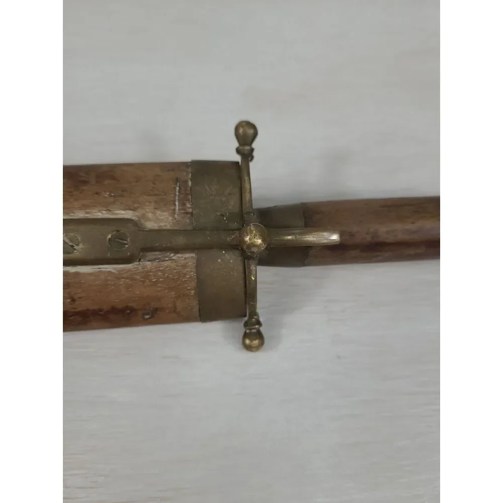 Vintage Indian Meat Carving Set Knife & Fork With Wood Handle & Sheath‎